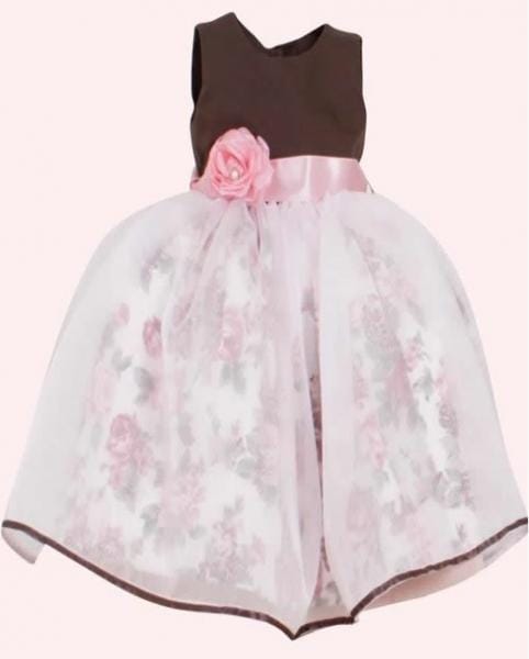 Vestido infantil rosa e marrom Vestido infantil rosa e marrom