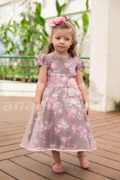 Vestido infantil rosa e marrom Vestido infantil rosa e marrom