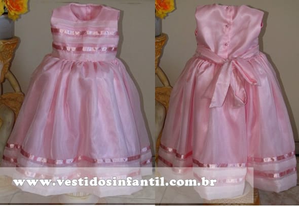 vestido de daminha rosa